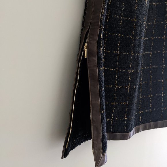 Chanel Skirt Black+Gold Fantasy Tweed Lambskin Trimmed Logo Side + Pocket Zipper - Picture 7 of 16